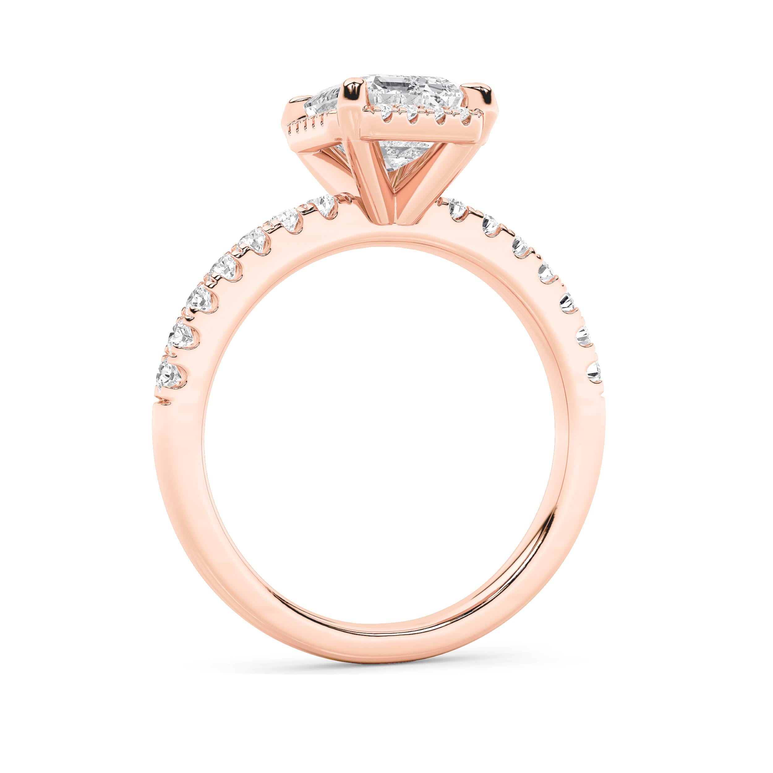 2CTW Radiant Shaped Lab Grown Diamond (F/VS) Halo Accented Engagement Ring in 14K Gold