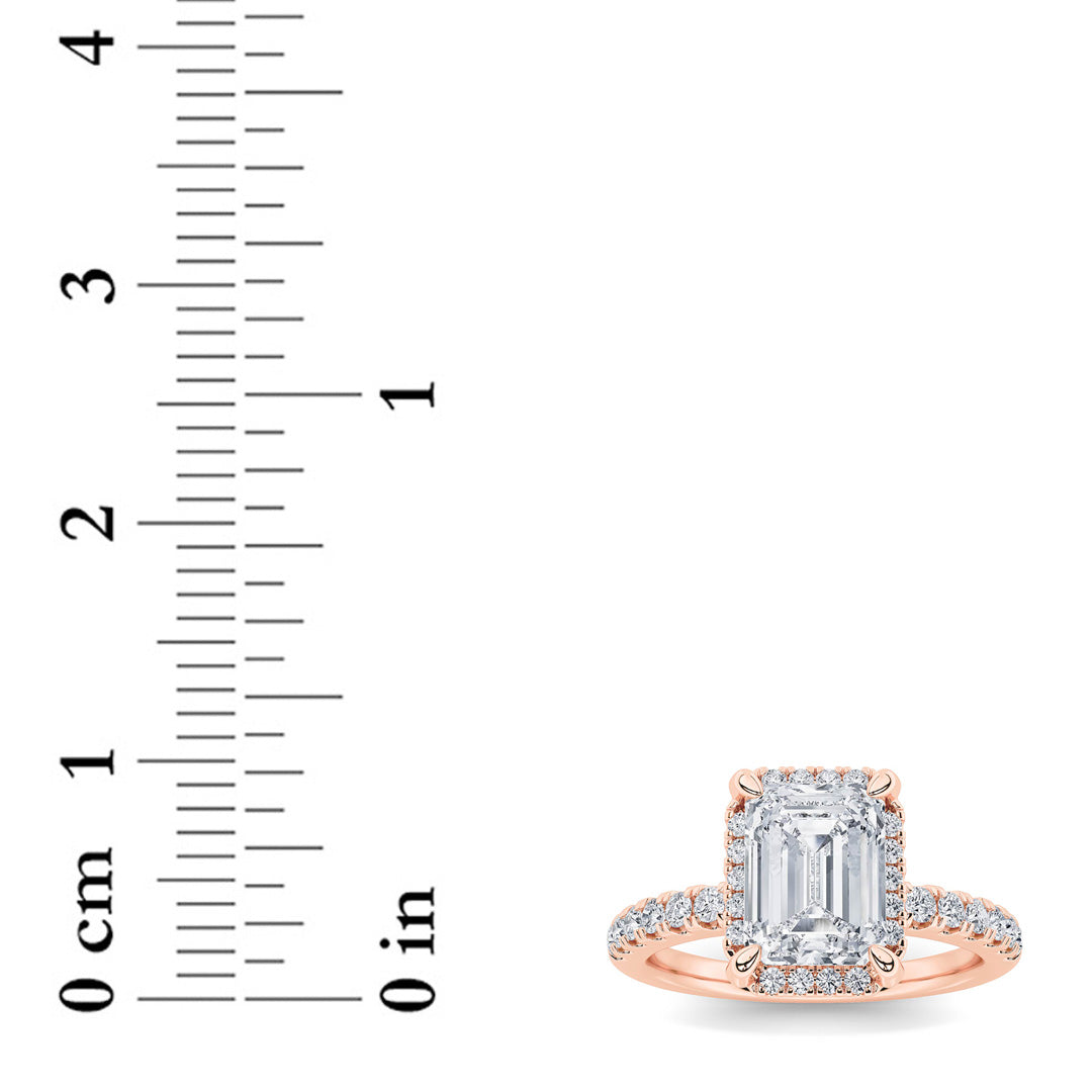 2CTW Radiant Shaped Lab Grown Diamond (F/VS) Halo Accented Engagement Ring in 14K Gold