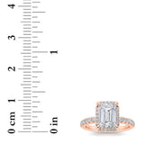 2CTW Radiant Shaped Lab Grown Diamond (F/VS) Halo Accented Engagement Ring in 14K Gold