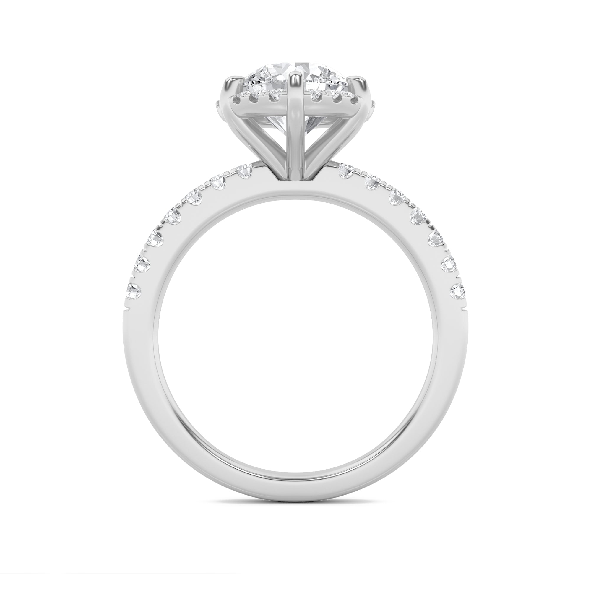 2CTW Round Shaped Lab Grown Diamond (F/VS) Halo Accented Engagement Ring in 14K Gold