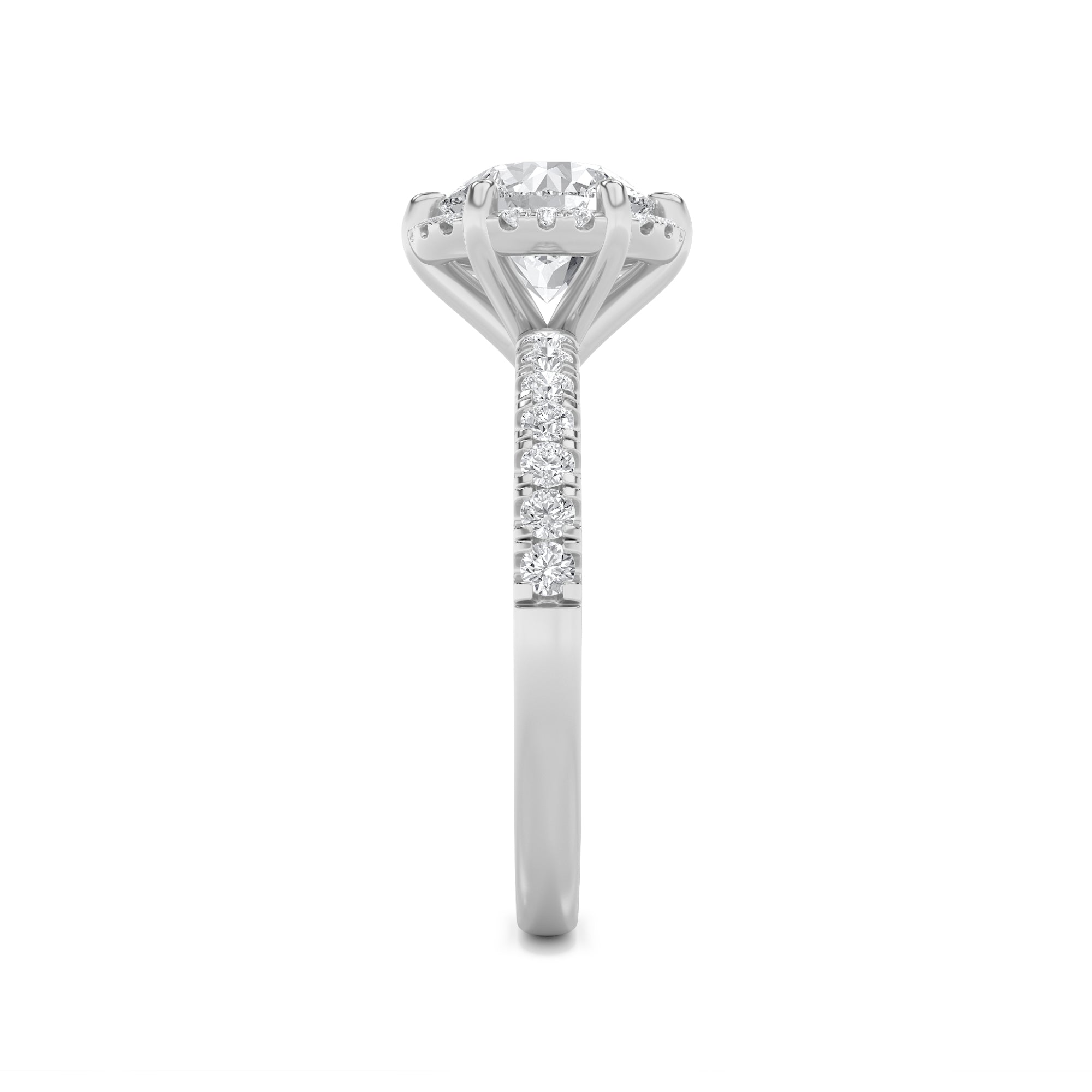 2CTW Round Shaped Lab Grown Diamond (F/VS) Halo Accented Engagement Ring in 14K Gold