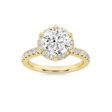 2CTW Round Shaped Lab Grown Diamond (F/VS) Halo Accented Engagement Ring in 14K Gold