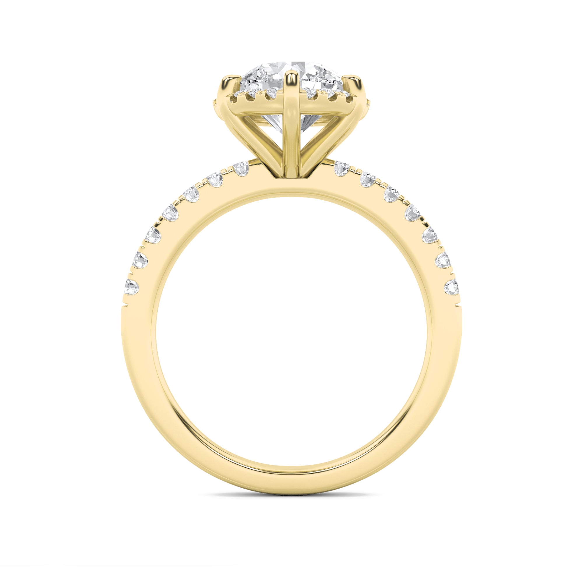 2CTW Round Shaped Lab Grown Diamond (F/VS) Halo Accented Engagement Ring in 14K Gold