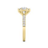 2CTW Round Shaped Lab Grown Diamond (F/VS) Halo Accented Engagement Ring in 14K Gold