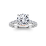 2.5CTW Round Shaped Lab Grown Diamond (F/VS) Petite Shank Accented Engagement Ring in 14K Gold