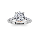 2.5CTW Round Shaped Lab Grown Diamond (F/VS) Petite Shank Accented Engagement Ring in 14K Gold