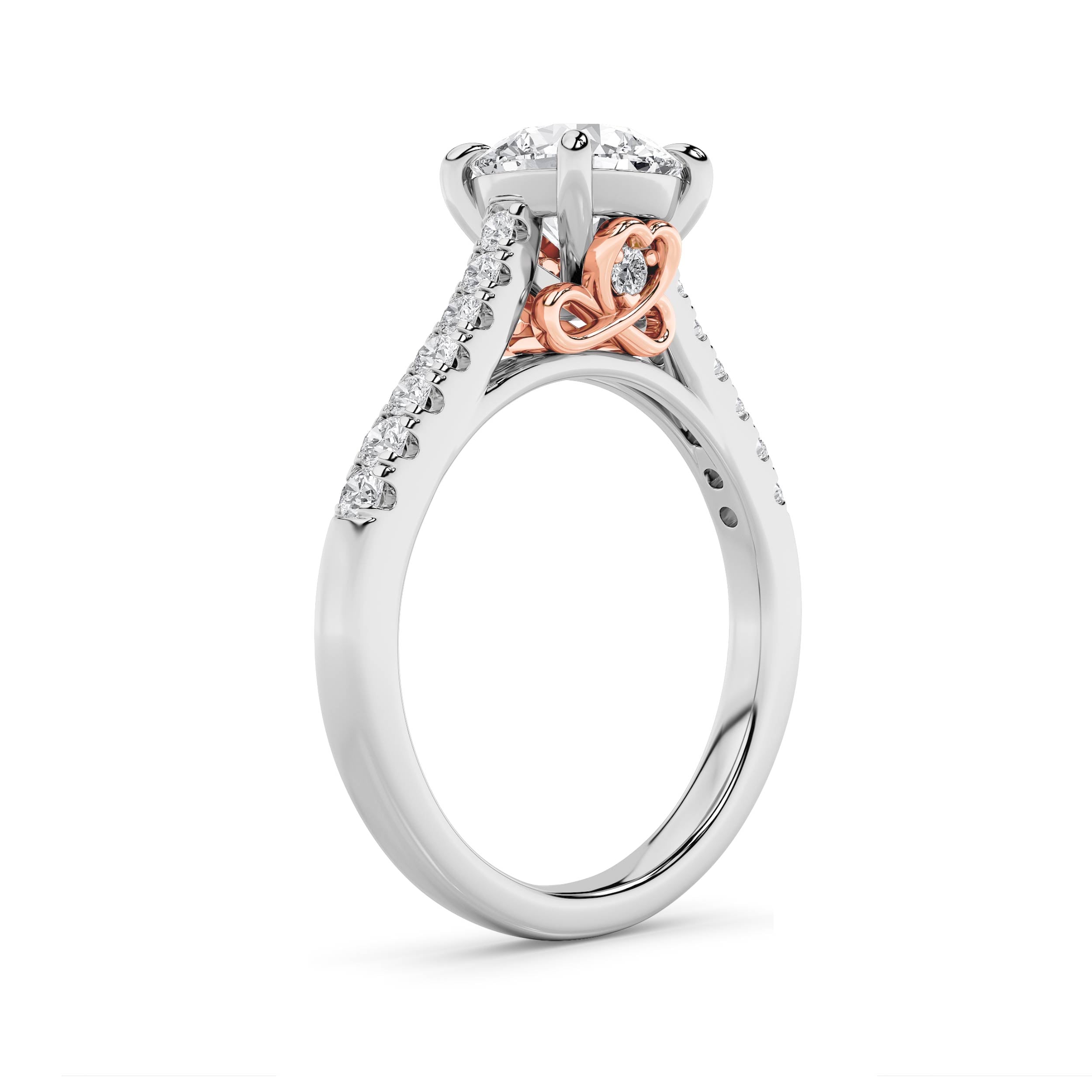 2.5CTW Round Shaped Lab Grown Diamond (F/VS) Petite Shank Accented Engagement Ring in 14K Gold