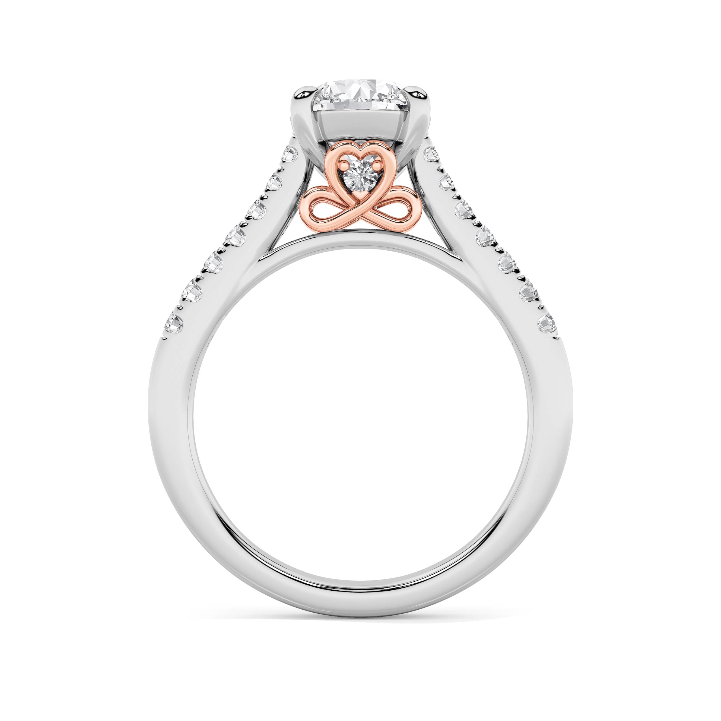 2.5CTW Round Shaped Lab Grown Diamond (F/VS) Petite Shank Accented Engagement Ring in 14K Gold