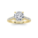 2.5CTW Round Shaped Lab Grown Diamond (F/VS) Petite Shank Accented Engagement Ring in 14K Gold