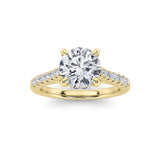 2.5CTW Round Shaped Lab Grown Diamond (F/VS) Petite Shank Accented Engagement Ring in 14K Gold