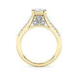 2.5CTW Round Shaped Lab Grown Diamond (F/VS) Petite Shank Accented Engagement Ring in 14K Gold