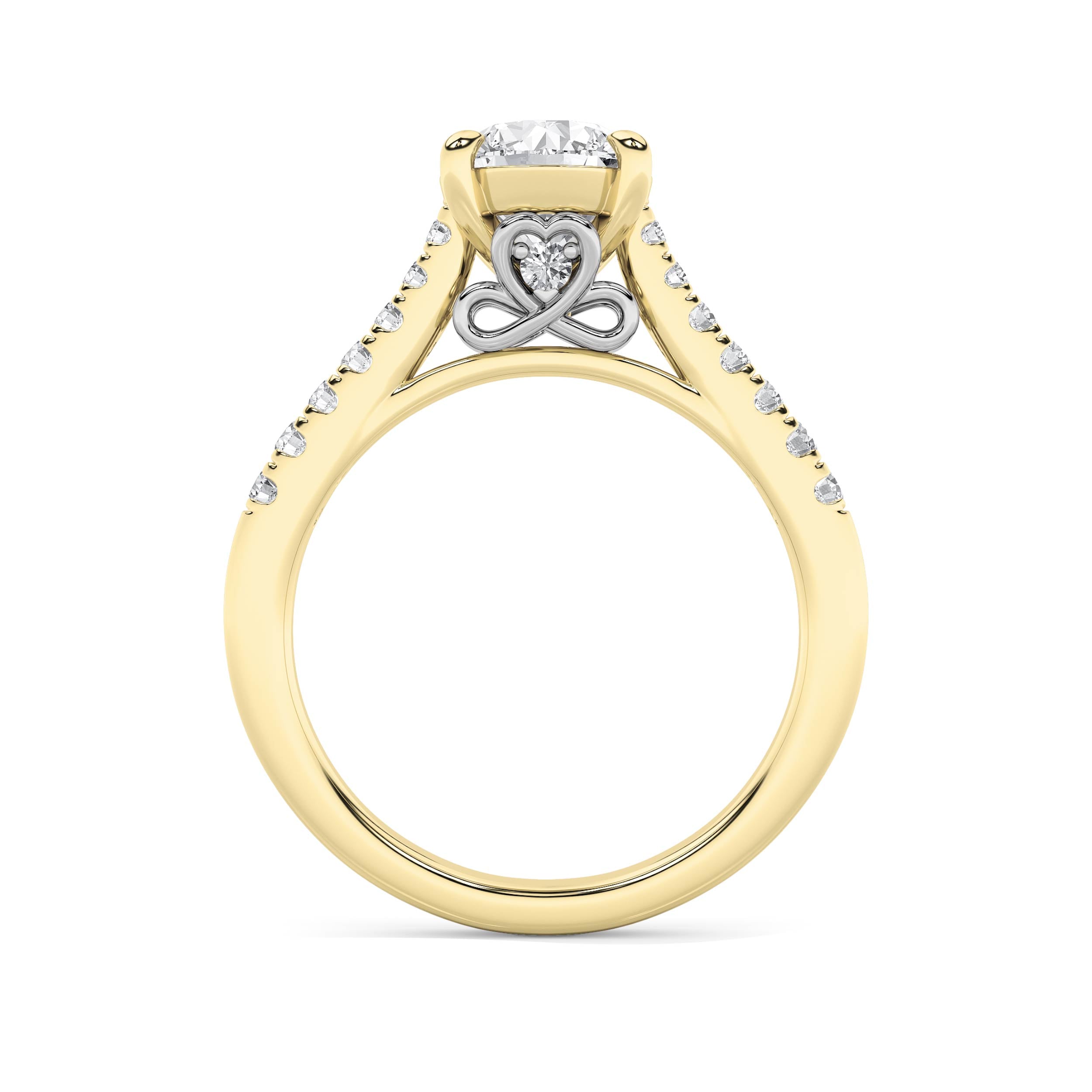 2.5CTW Round Shaped Lab Grown Diamond (F/VS) Petite Shank Accented Engagement Ring in 14K Gold