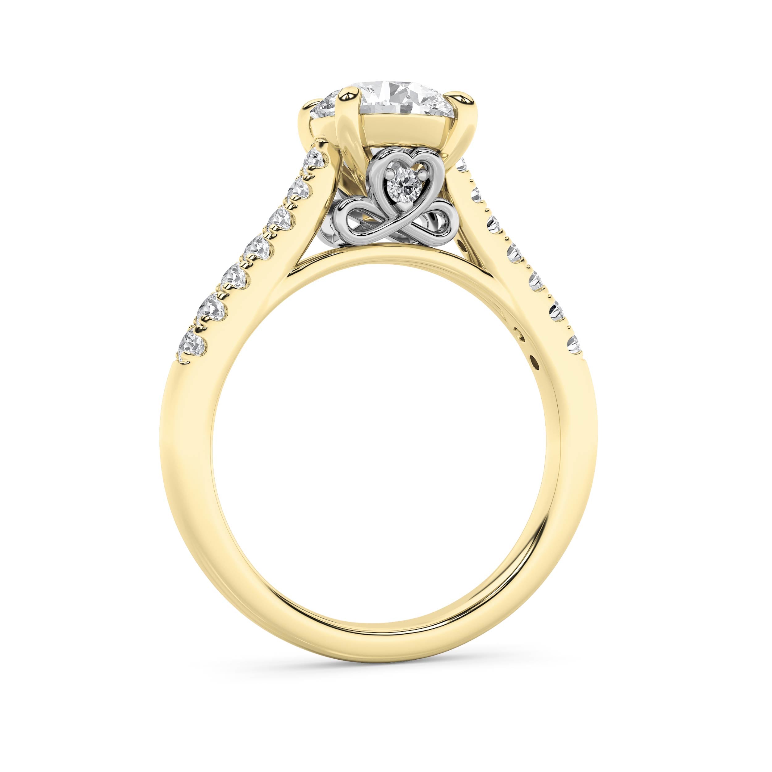 2.5CTW Round Shaped Lab Grown Diamond (F/VS) Petite Shank Accented Engagement Ring in 14K Gold