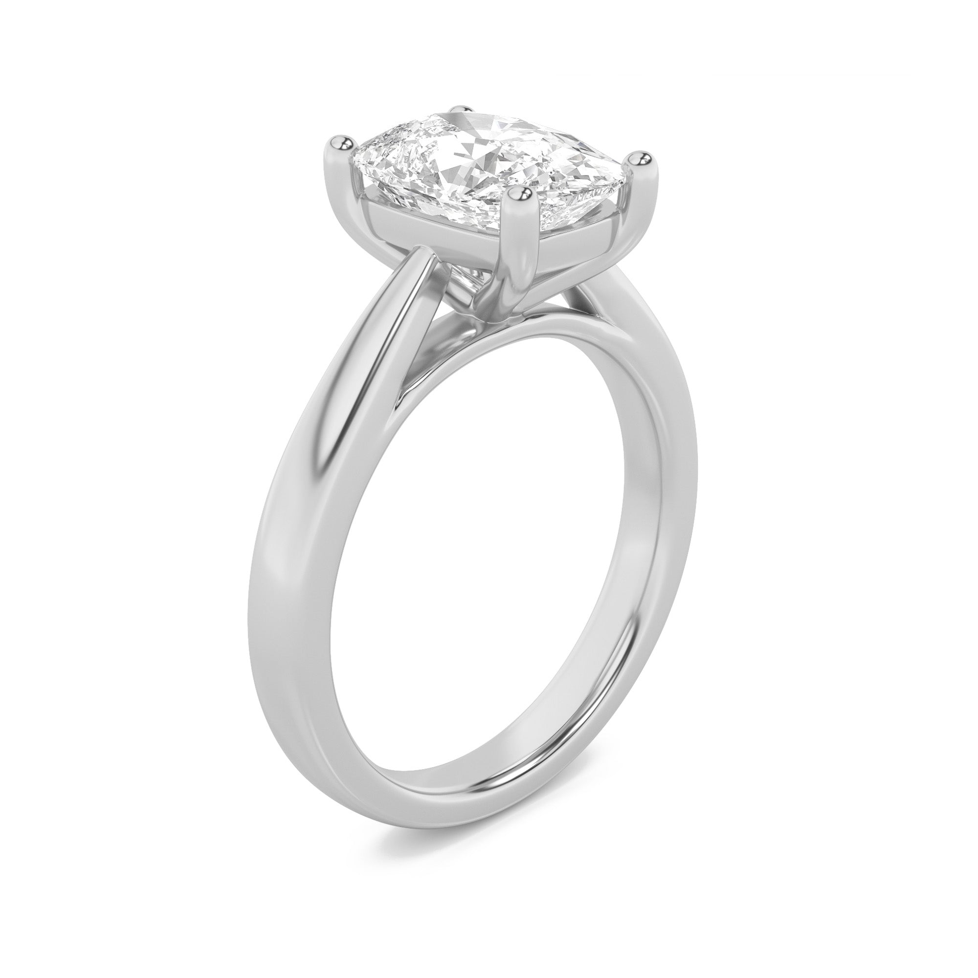 2CTW Elongated Cushion Shaped Lab Grown Diamond (G/VS) Classic Shank Solitaire Engagement Ring in 14K Gold