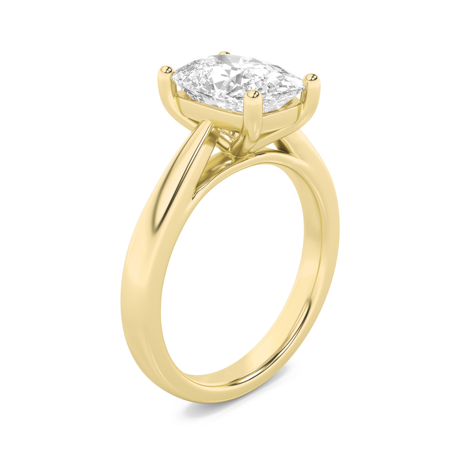 2CTW Elongated Cushion Shaped Lab Grown Diamond (F/VS) Classic Shank Solitaire Engagement Ring in 14K Gold