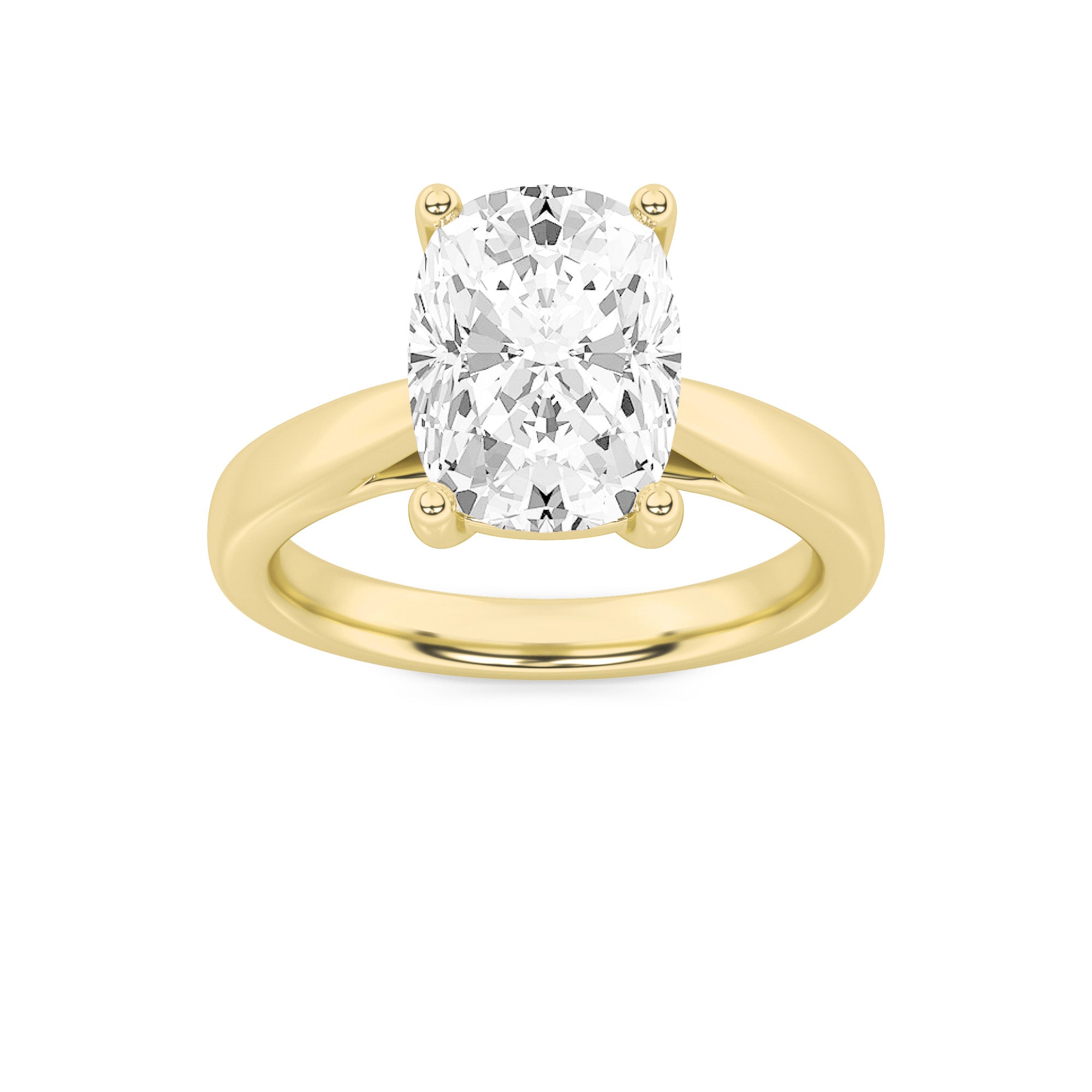 2CTW Elongated Cushion Shaped Lab Grown Diamond (F/VVS) Classic Shank Solitaire Engagement Ring in 14K Gold