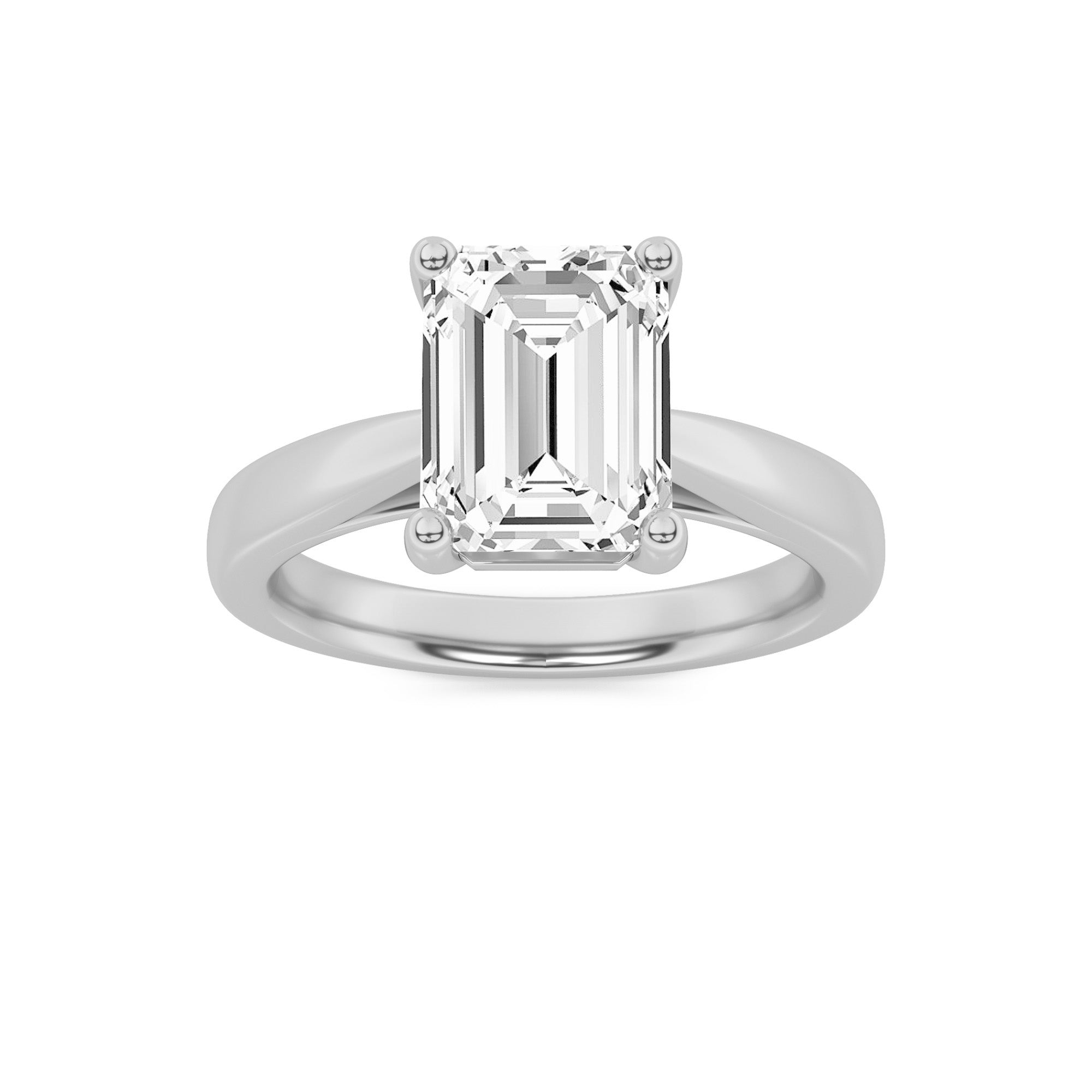 2CTW Emerald Shaped Lab Grown Diamond (G/VS) Classic Shank Solitaire Engagement Ring in 14K Gold