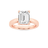 2CTW Emerald Shaped Lab Grown Diamond (F/VS) Classic Shank Solitaire Engagement Ring in 14K Gold