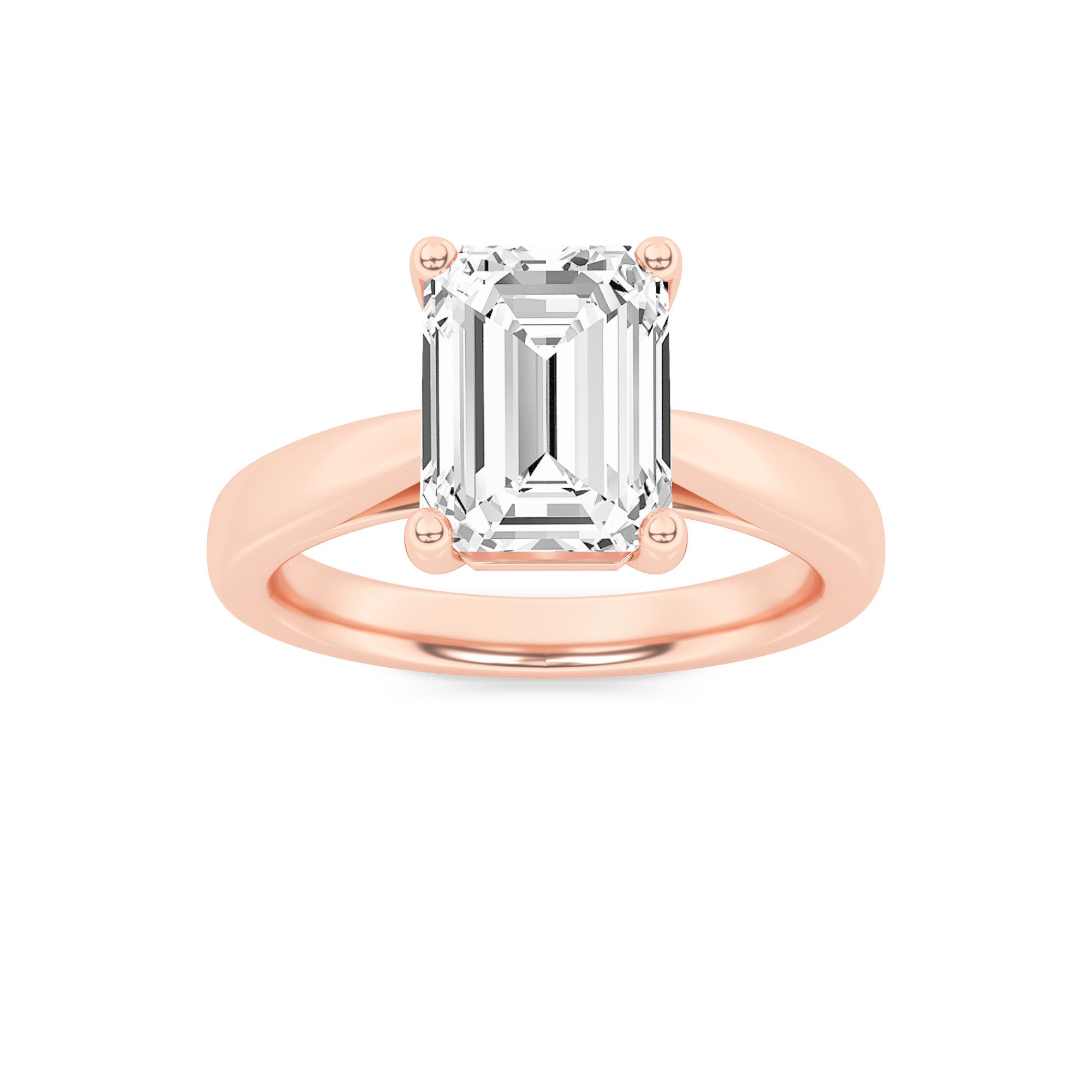 2CTW Emerald Shaped Lab Grown Diamond (F/VS) Classic Shank Solitaire Engagement Ring in 14K Gold