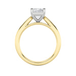 2CTW Emerald Shaped Lab Grown Diamond (F/VS) Classic Shank Solitaire Two Tone Engagement Ring in 14K Gold