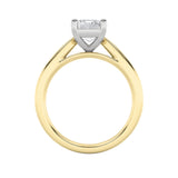 2CTW Emerald Shaped Lab Grown Diamond (F/VS) Classic Shank Solitaire Two Tone Engagement Ring in 14K Gold