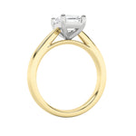 2CTW Emerald Shaped Lab Grown Diamond (F/VS) Classic Shank Solitaire Two Tone Engagement Ring in 14K Gold