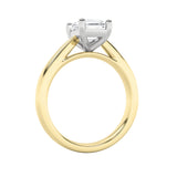 2CTW Emerald Shaped Lab Grown Diamond (F/VS) Classic Shank Solitaire Two Tone Engagement Ring in 14K Gold