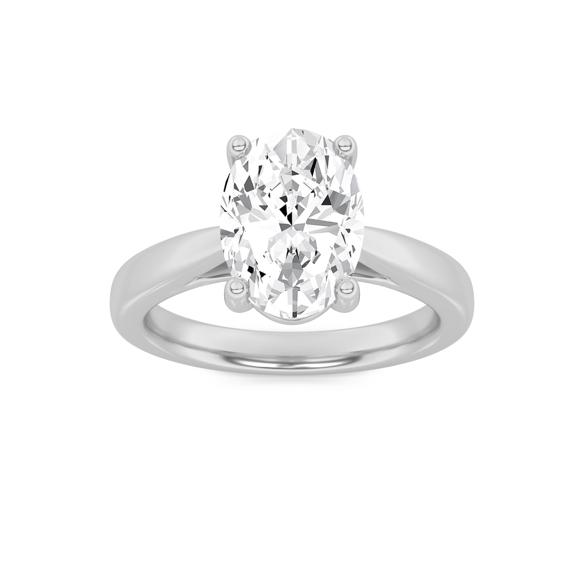 2CTW Oval Shaped Lab Grown Diamond (F/VS) Classic Shank Solitaire Engagement Ring in 14K Gold