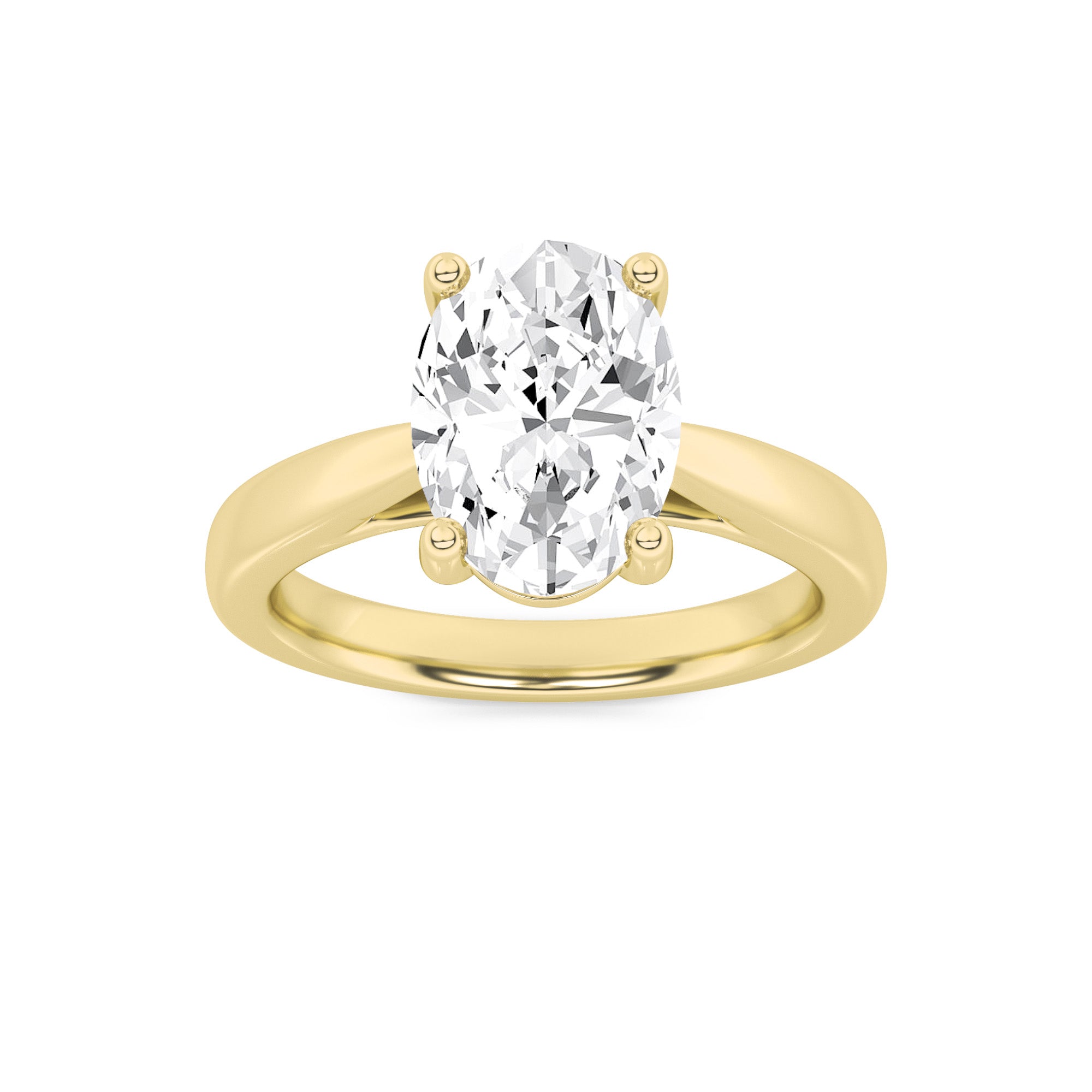 2CTW Oval Shaped Lab Grown Diamond (F/VS) Classic Shank Solitaire Engagement Ring in 14K Gold
