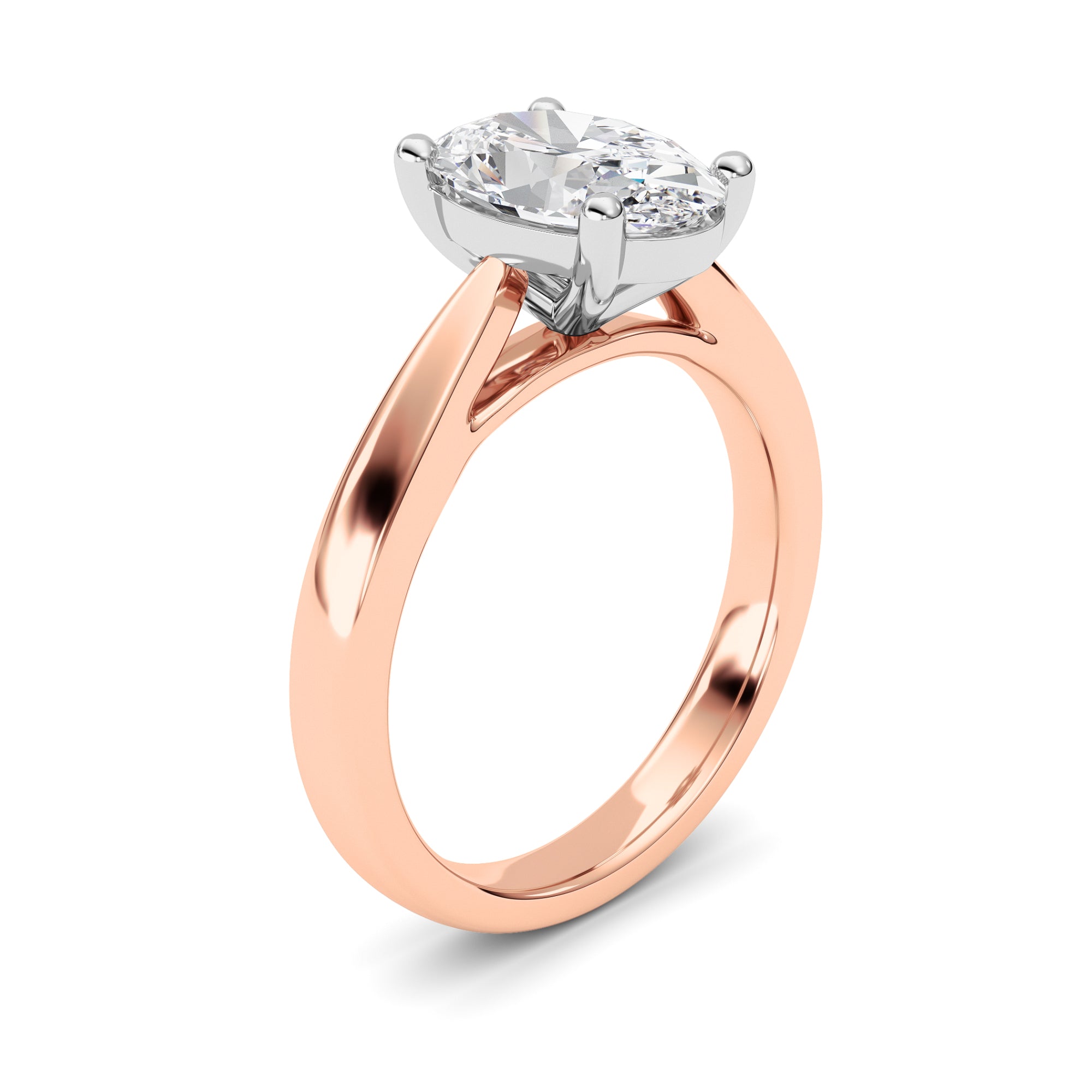 2CTW Oval Shaped Lab Grown Diamond (F/VS) Classic Shank Solitaire Two Tone Engagement Ring in 14K Gold