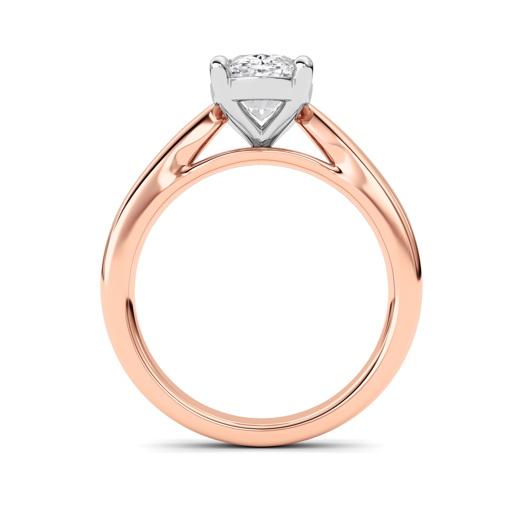 2CTW Oval Shaped Lab Grown Diamond (F/VS) Classic Shank Solitaire Two Tone Engagement Ring in 14K Gold