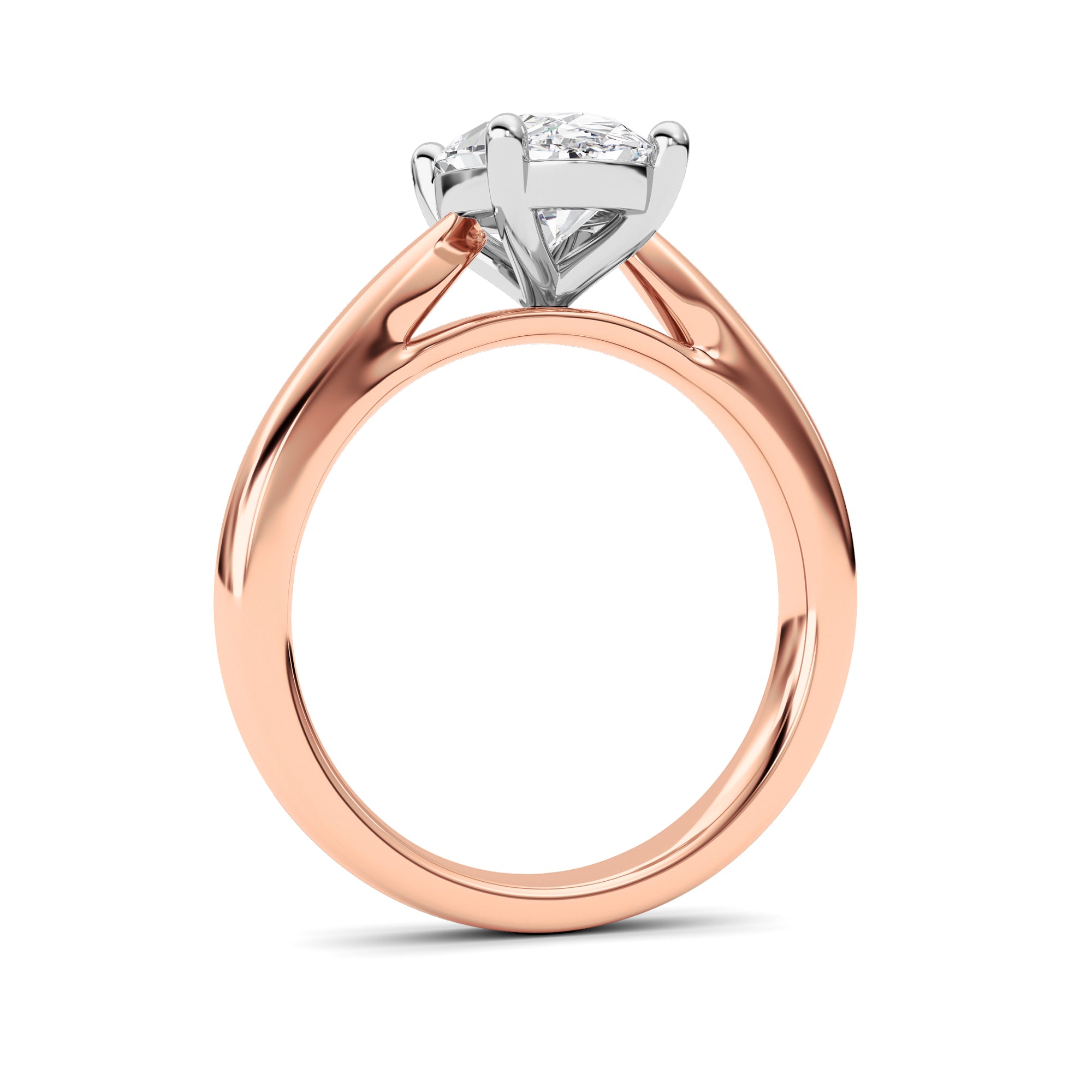 2CTW Oval Shaped Lab Grown Diamond (F/VS) Classic Shank Solitaire Two Tone Engagement Ring in 14K Gold