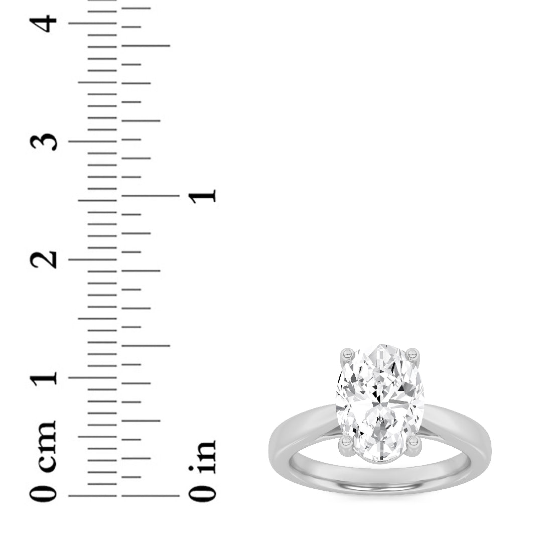 5CTW Oval Shaped Lab Grown Diamond (F/VS) Classic Shank Solitaire Engagement Ring in 14K Gold