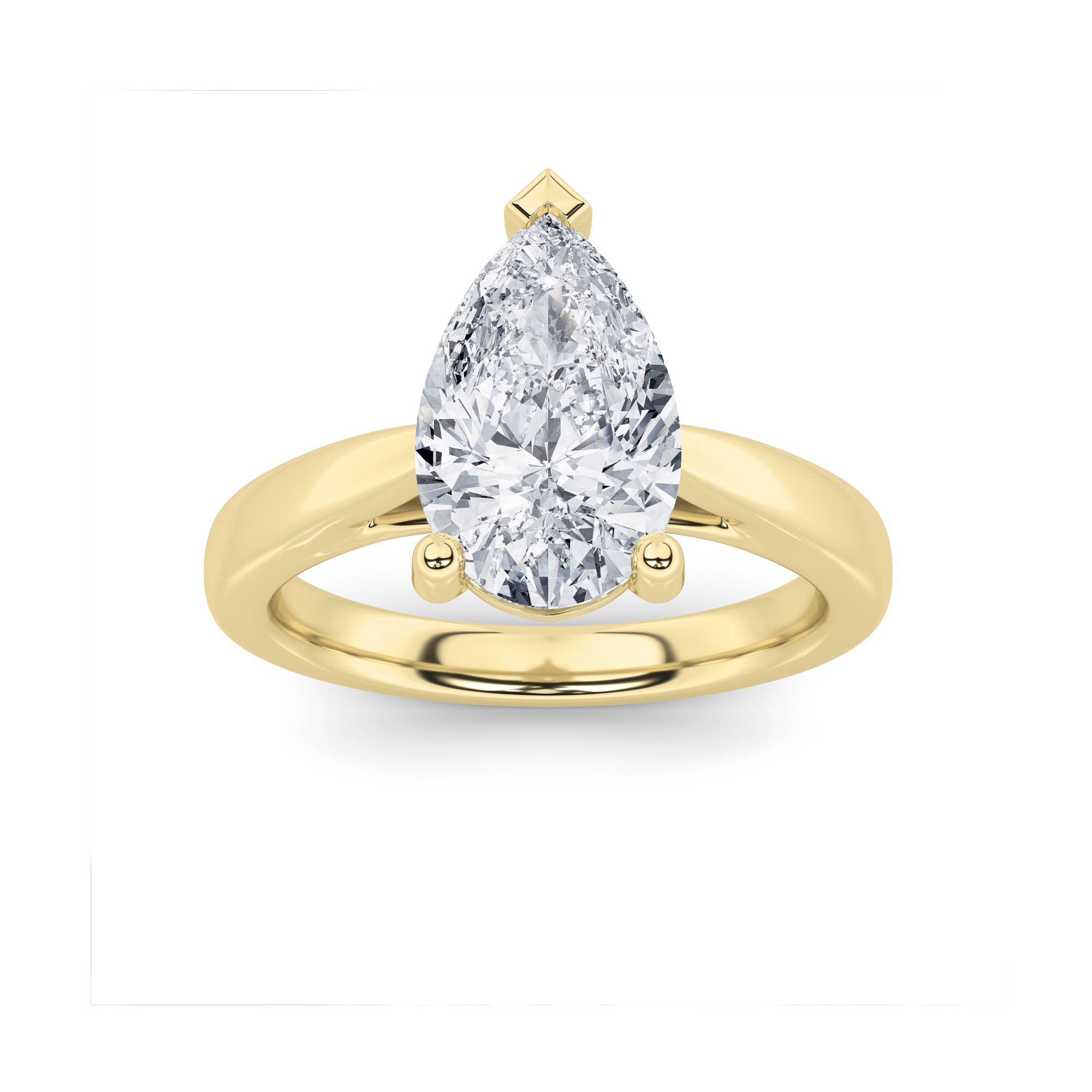 2CTW Pear Shaped Lab Grown Diamond (F/VS) Classic Shank Solitaire Engagement Ring in 14K Gold