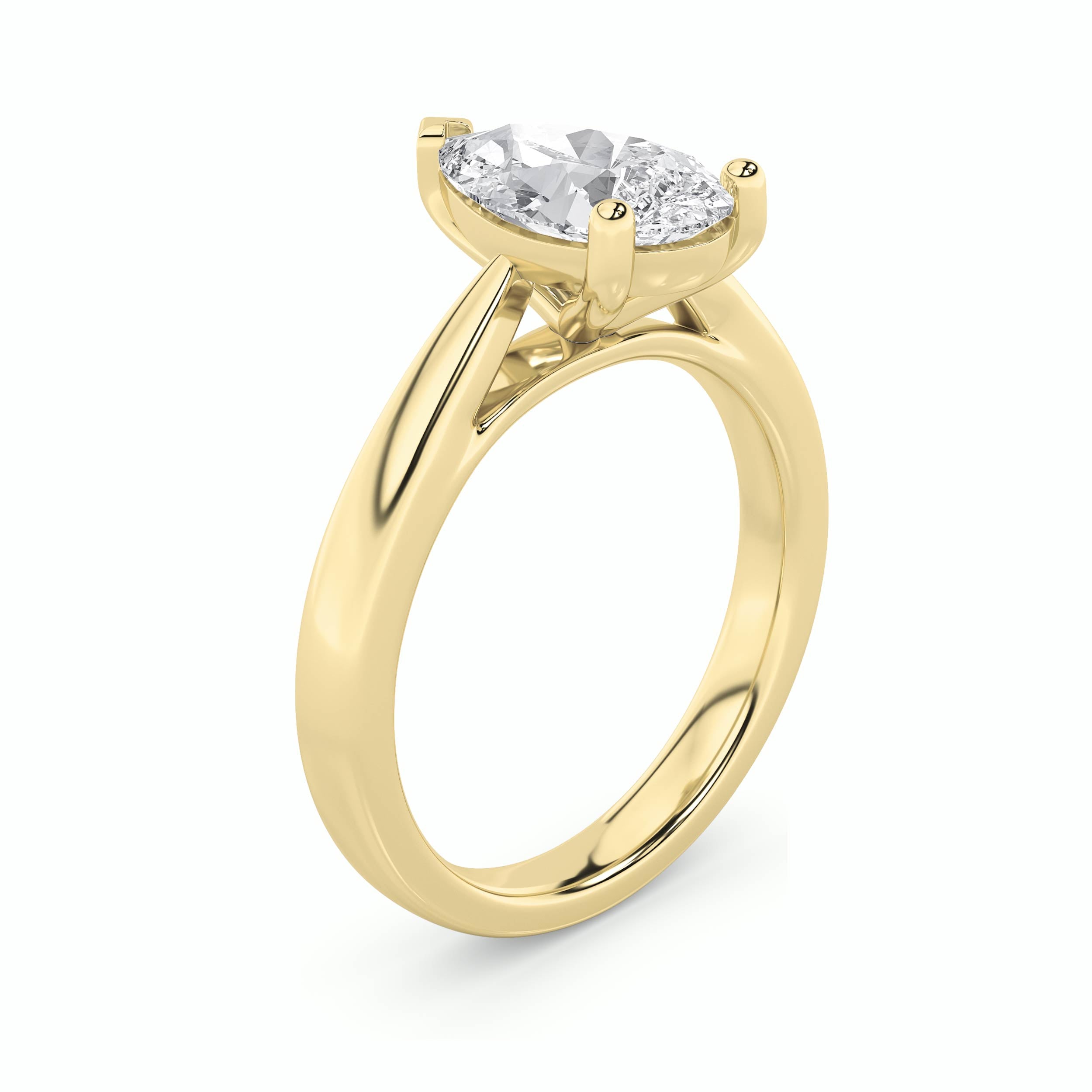 2CTW Pear Shaped Lab Grown Diamond (F/VS) Classic Shank Solitaire Engagement Ring in 14K Gold