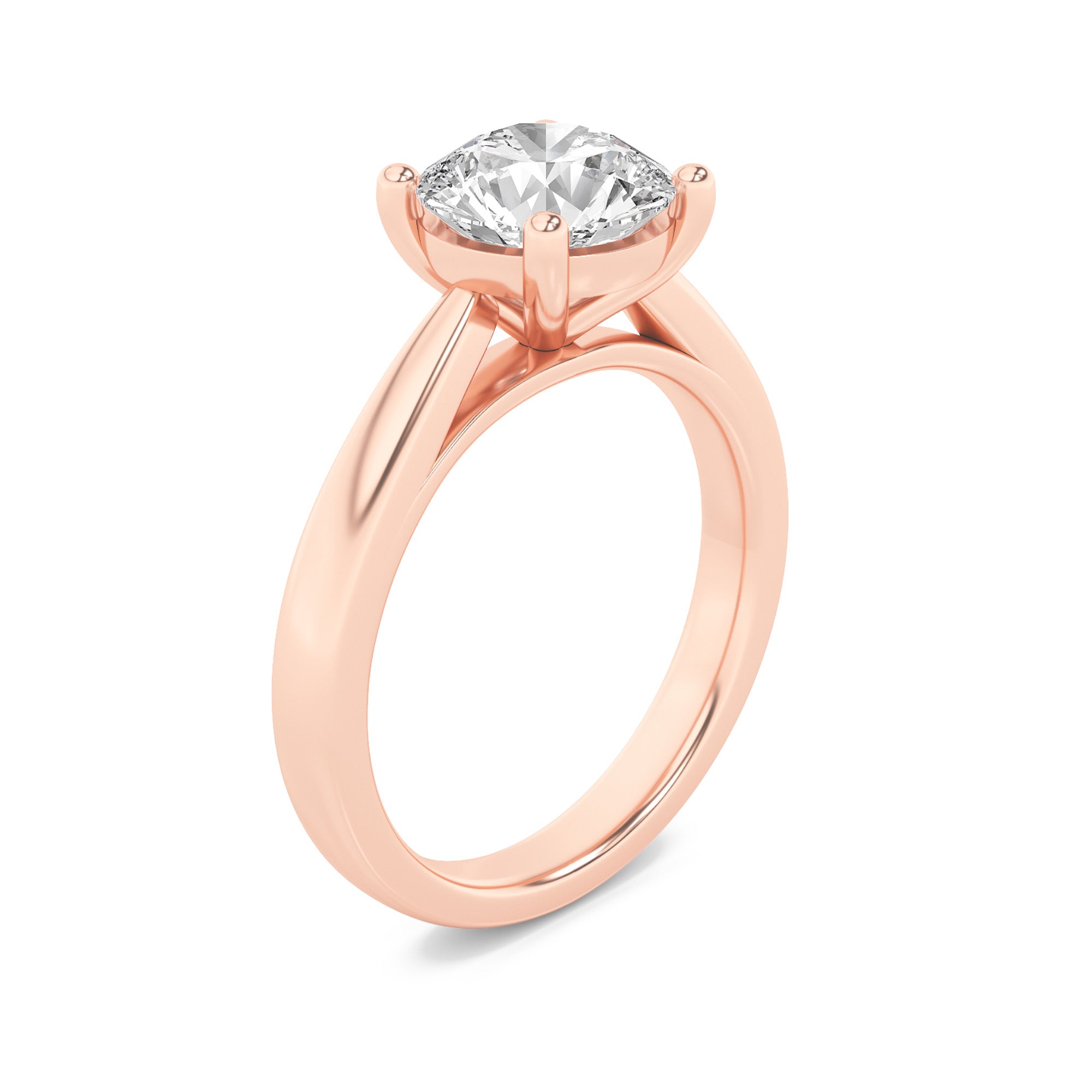 2CTW Round Shaped Lab Grown Diamond (G/VS) Classic Shank Solitaire Engagement Ring in 14K Gold