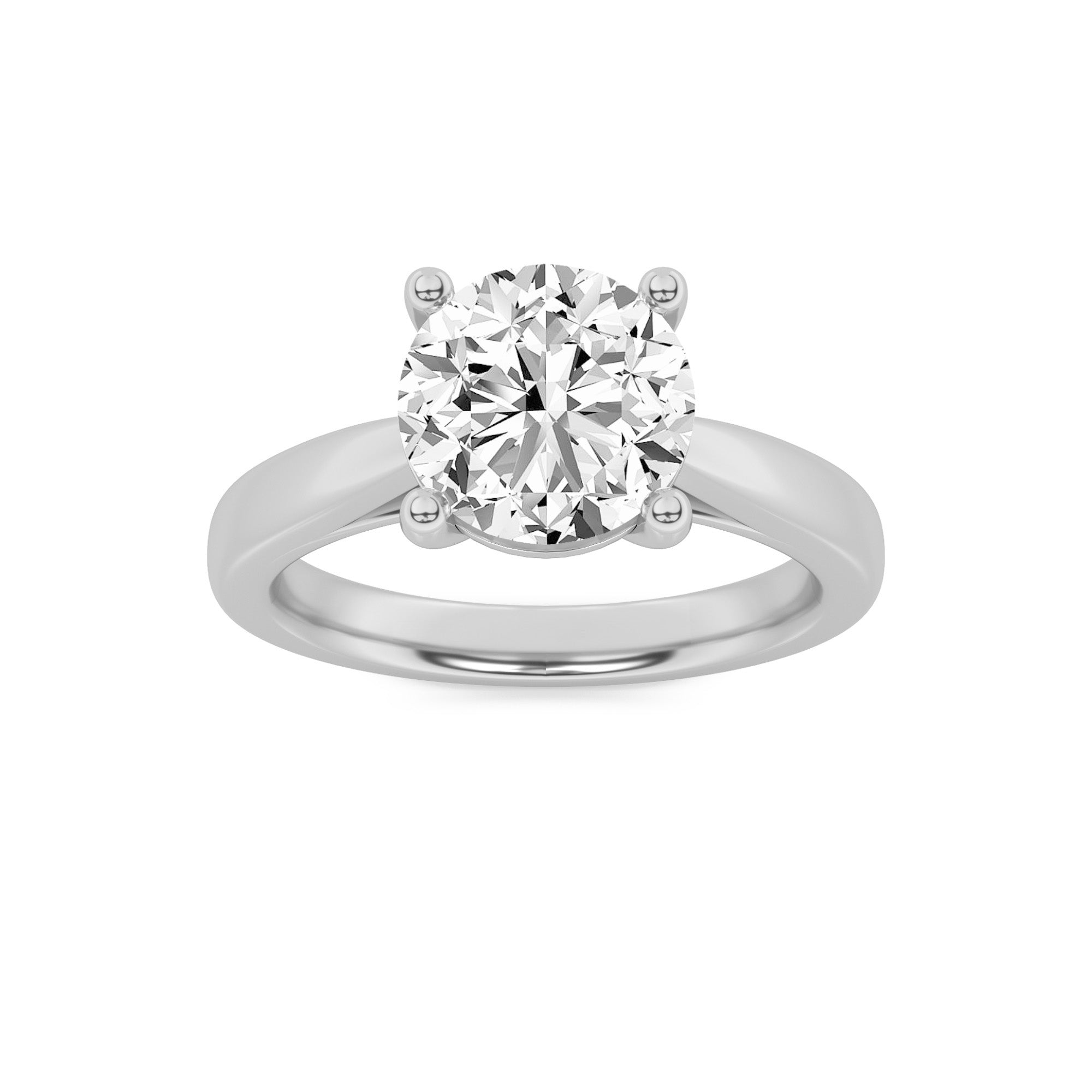 3CTW Round Shaped Lab Grown Diamond (F/VS) Classic Shank Solitaire Engagement Ring in 14K Gold