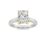 1CTW Elongated Cushion Shaped Lab Grown Diamond (G/VS) Two Tone Cathedral Shank Engagement Ring in 14K Gold