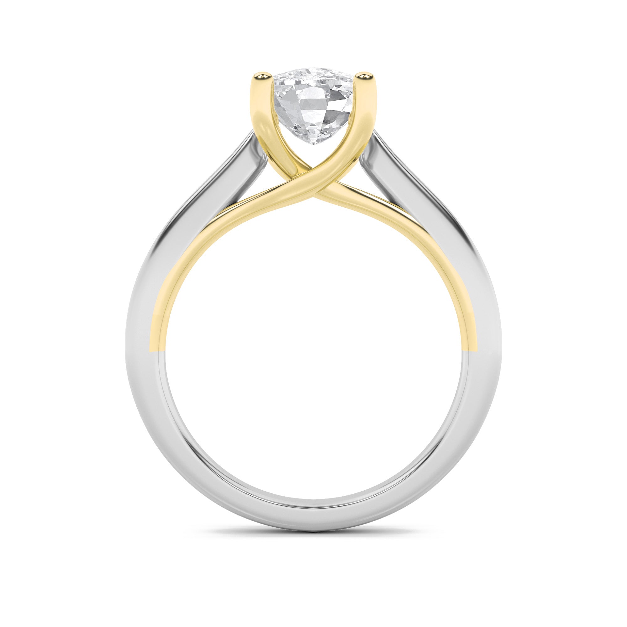 1.5CTW Elongated Cushion Shaped Lab Grown Diamond (F/VS) Two Tone Cathedral Shank Engagement Ring in 14K Gold