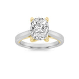 1.5CTW Elongated Cushion Shaped Lab Grown Diamond (G/VS) Two Tone Cathedral Shank Engagement Ring in 14K Gold