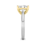 1.5CTW Elongated Cushion Shaped Lab Grown Diamond (G/VS) Two Tone Cathedral Shank Engagement Ring in 14K Gold