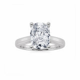 2CTW Elongated Cushion Shaped Lab Grown Diamond (G/VS) Two Tone Cathedral Shank Engagement Ring in 14K Gold