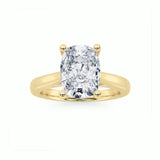 2CTW Elongated Cushion Shaped Lab Grown Diamond (G/VS) Two Tone Cathedral Shank Engagement Ring in 14K Gold