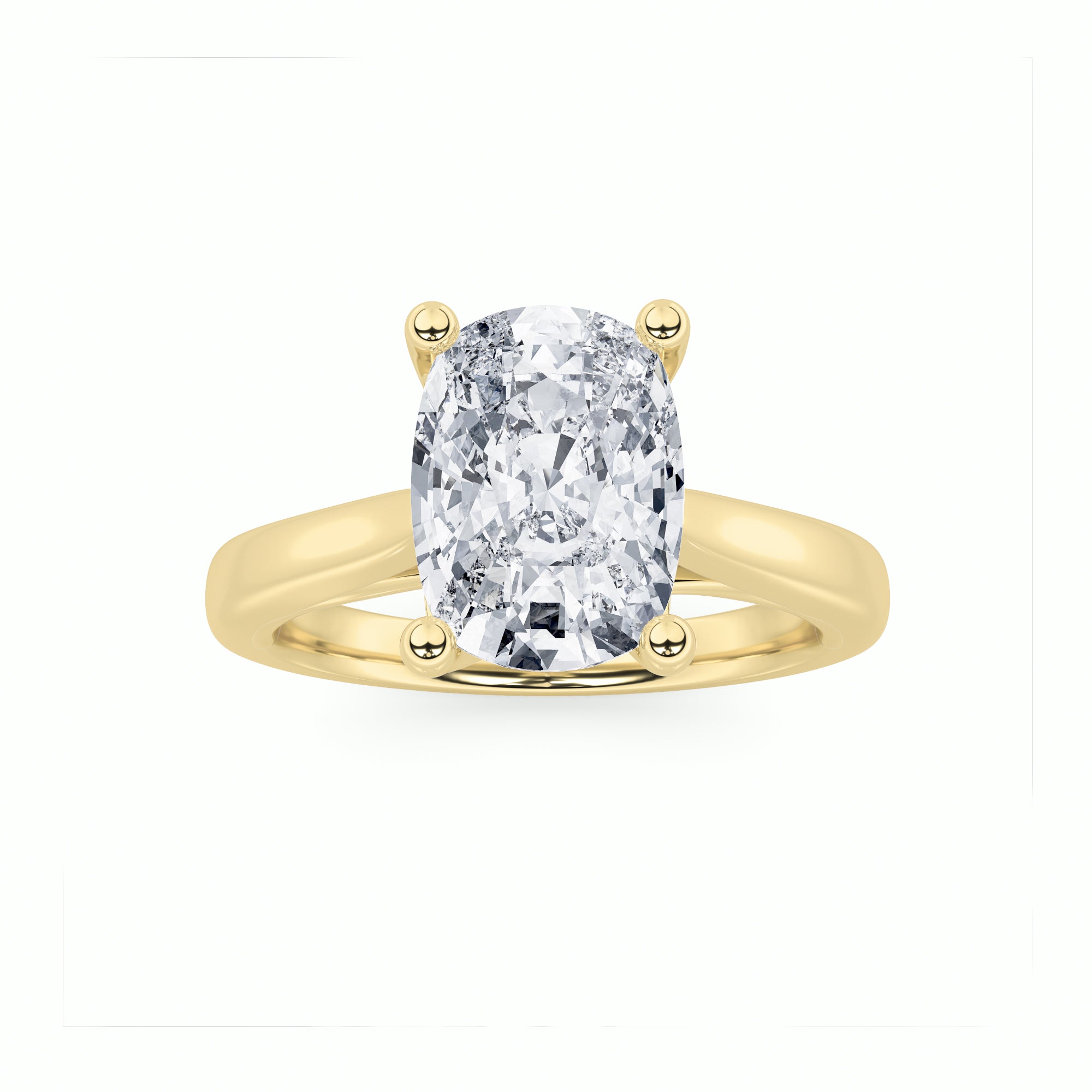 2CTW Elongated Cushion Shaped Lab Grown Diamond (G/VS) Two Tone Cathedral Shank Engagement Ring in 14K Gold