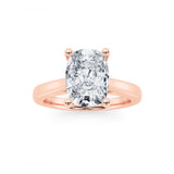 2CTW Elongated Cushion Shaped Lab Grown Diamond (G/VS) Two Tone Cathedral Shank Engagement Ring in 14K Gold