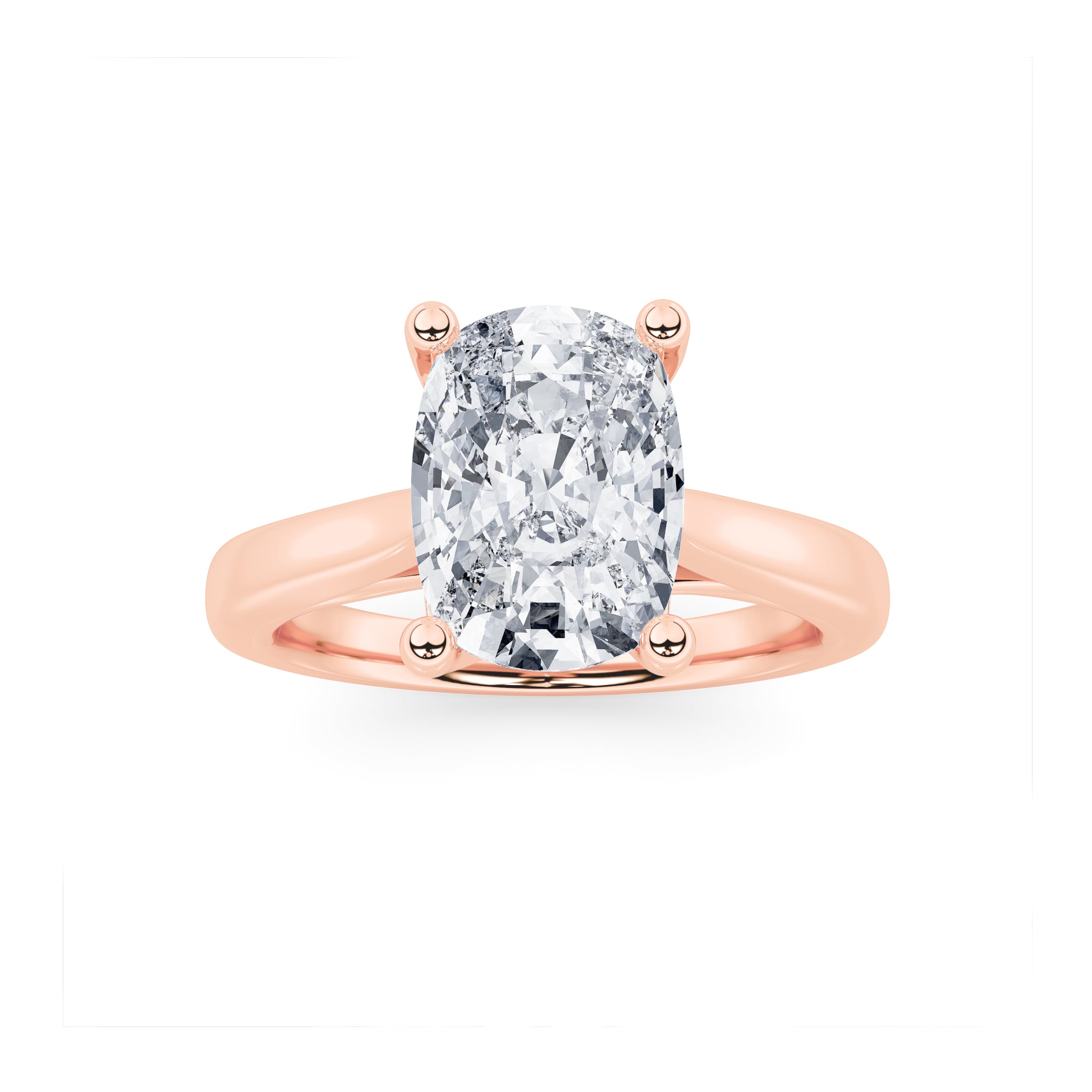 2CTW Elongated Cushion Shaped Lab Grown Diamond (G/VS) Two Tone Cathedral Shank Engagement Ring in 14K Gold
