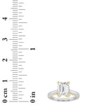 2.5CTW Elongated Cushion Shaped Lab Grown Diamond (F/VS) Two Tone Cathedral Shank Engagement Ring in 14K Gold