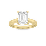 2CTW Emerald Shaped Lab Grown Diamond (F/VS) Cathedral Shank Engagement Ring in 14K Yellow Gold