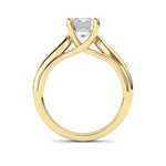 2CTW Emerald Shaped Lab Grown Diamond (F/VS) Cathedral Shank Engagement Ring in 14K Yellow Gold