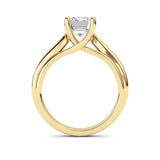 2CTW Emerald Shaped Lab Grown Diamond (F/VS) Cathedral Shank Engagement Ring in 14K Yellow Gold